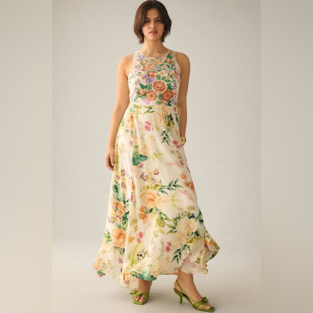 Anthropologie Floral A-Line Maxi Dress - Picture 5 of 9